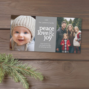 Peace Liebe Joy - 2 Foto - Graue Punkte Feiertagskarte