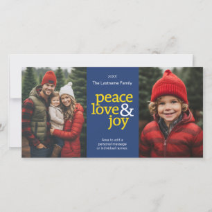 Peace Liebe Joy - 2 Foto - Marineblau Feiertagskarte