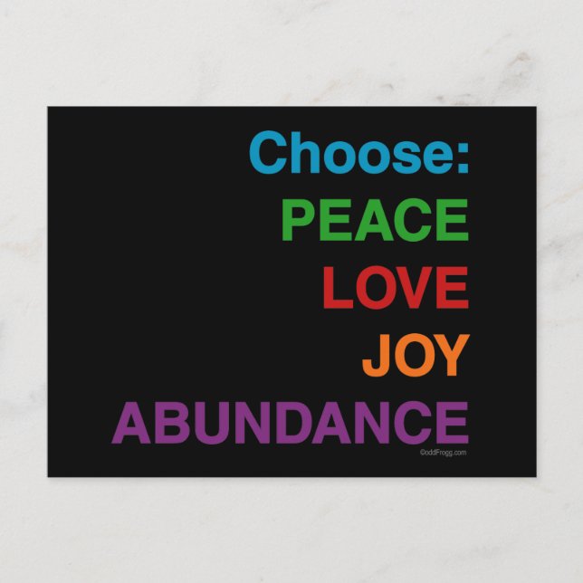 Peace Liebe Joy Abundance Postkarten (Vorderseite)