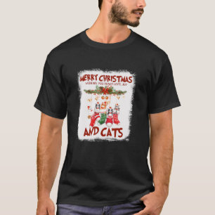 Peace Liebe Joy and Cats in Sock Christmas Cat T-Shirt