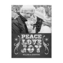 Peace Liebe Joy Chalkboard Holiday Postcard