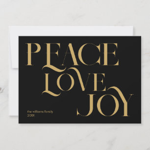 Peace Liebe Joy Chic Black Gold Feiertagskarte