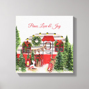 Peace Liebe & Joy Christmas Camper Leinwanddruck