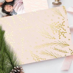 PEACE LIEBE JOY Christmas Pine Needles Foto Zurück Folien Feiertagskarte