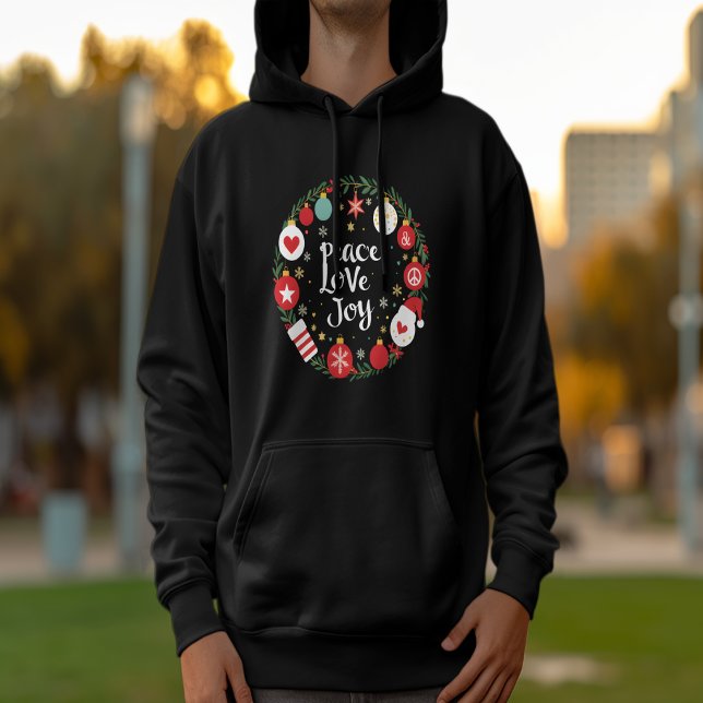 Peace Liebe Joy Christmas Wreath Festive Hoodie (Von Creator hochgeladen)