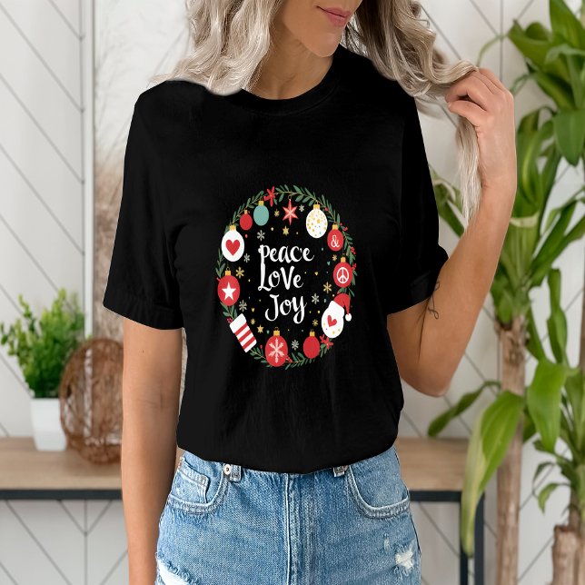 Peace Liebe Joy Christmas Wreath Festive T-Shirt (Von Creator hochgeladen)