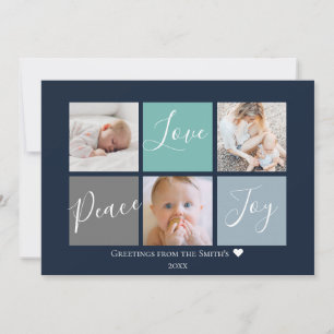 Peace Liebe Joy Color Block Multi-Foto Feiertagskarte