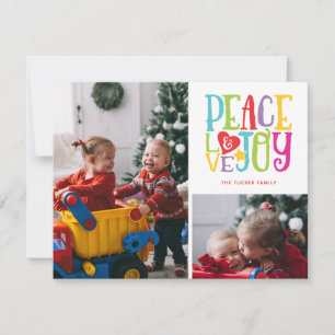 Peace Liebe Joy Colorful Family Kinder 2 Foto Feiertagskarte