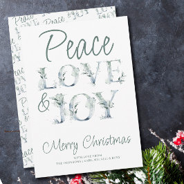 Peace Liebe & Joy Decorative Typografie Weihnachte Feiertagskarte