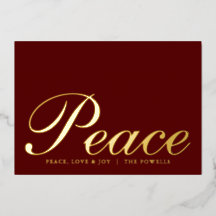 Peace Liebe Joy Elegante Typografie Burgundy Gold