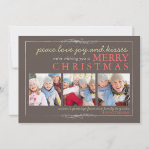 Peace Liebe Joy Family Frohe Weihnachts-Fotokarte Feiertagskarte