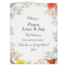 Peace Liebe Joy Family Frohe Weihnachts-Postkarte