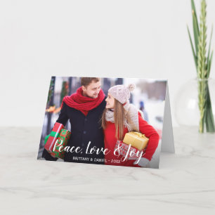 Peace Liebe & Joy Foto Couple Falten Card WS Feiertagskarte