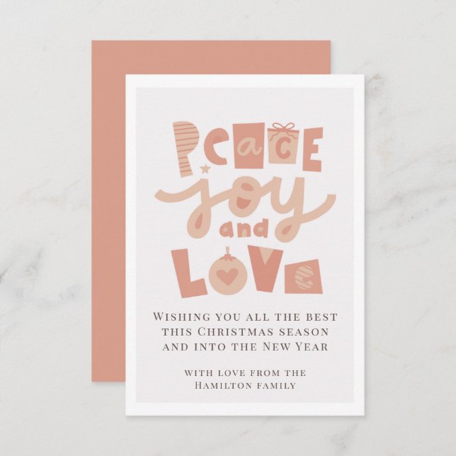 Peace Liebe Joy Foto Weihnachtskarte Einladung (Vorne/Hinten)