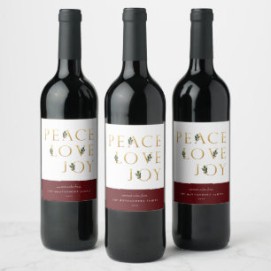 Peace Liebe Joy Golden Botanical Wine Label Weinetikett