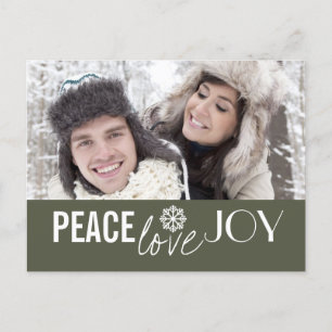 Peace Liebe Joy Green Snowflake Holiday Postkarten