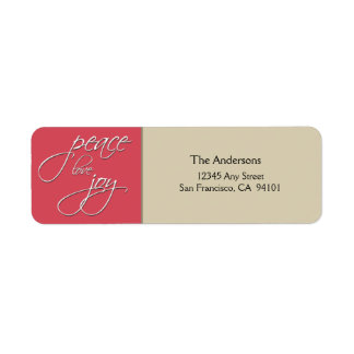 Peace Liebe Joy Holiday Address Label (pink)