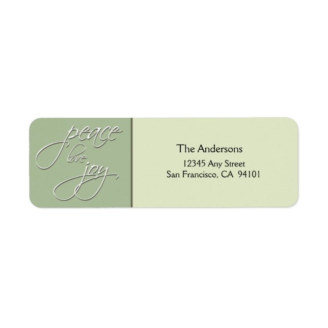 Peace Liebe Joy Holiday Address Label (sage) (Vorne)