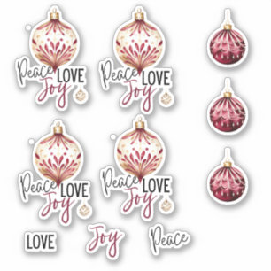 Peace Liebe Joy Holiday Ornaments und Script Aufkleber