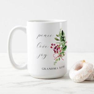 Peace Liebe Joy Holly Berry Holiday Kaffeetasse