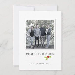 Peace Liebe Joy Holly Frohe Weihnachtsfeiertag Fot Feiertagskarte