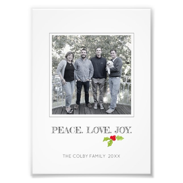 Peace Liebe Joy Holly Merry Christmas Einzigartig Fotodruck (Vorne)