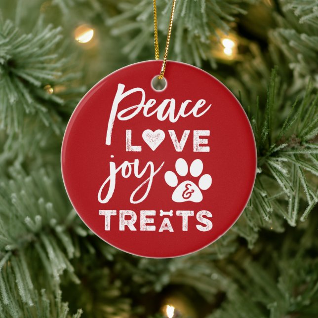 Peace Liebe Joy Leckereien Hund Lover Foto Funny P Keramik Ornament (Baum)