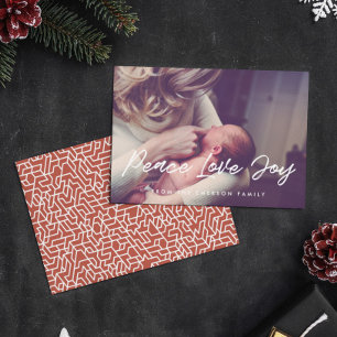 Peace Liebe Joy Modern Typografy Foto Feiertagskarte