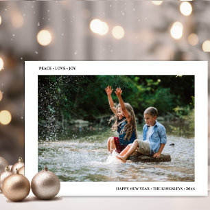 PEACE LIEBE JOY Moderne Schwarze Typografie Minima Feiertagskarte