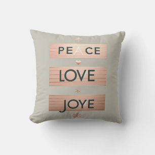 Peace Liebe Joy   Moderner Goldener Urlaub in Rose Kissen