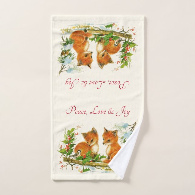Peace Liebe & Joy Niedlich Winter Foxes Handtuch (Handtuch)