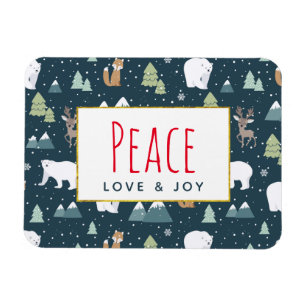 Peace Liebe & Joy Niedliche Weihnachtsmänner Muste Magnet
