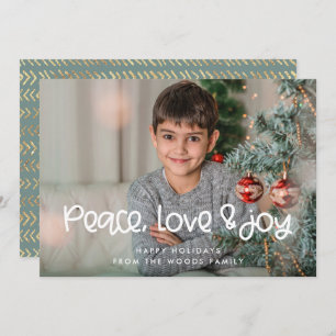 Peace Liebe Joy Niedliches Weihnachtsfest Foto Feiertagskarte