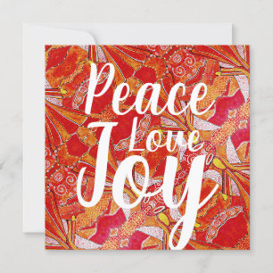 Peace Liebe Joy Orange Red Angels Foto Feiertagskarte