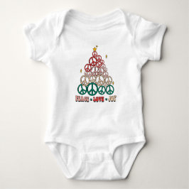 Peace Liebe Joy Peacesign Christmastree Baby Strampler