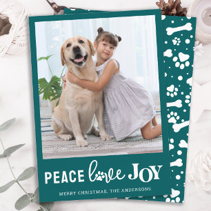 PEACE LIEBE JOY Personalisiert Dog Pet Foto Feiertagskarte
