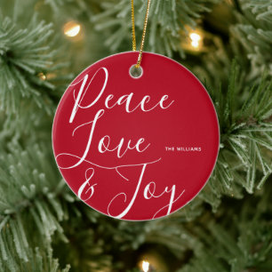 Peace Liebe Joy Personalisierte Weihnachten Keramik Ornament