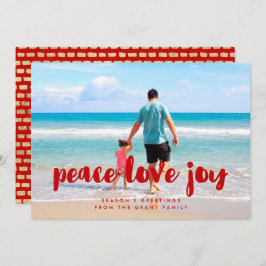 Peace Liebe Joy Red Christmas Family Foto Feiertagskarte
