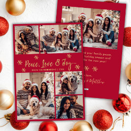 Peace Liebe Joy Red Gold Foto Collage Weihnachten