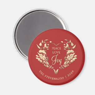 Peace Liebe Joy Red Gold Weihnachten Magnet