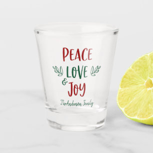 Peace Liebe Joy Red Green Typografy Name Modern Schnapsglas