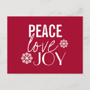 Peace Liebe Joy Red Snowflake Ferienaufenthalte Po Feiertagspostkarte