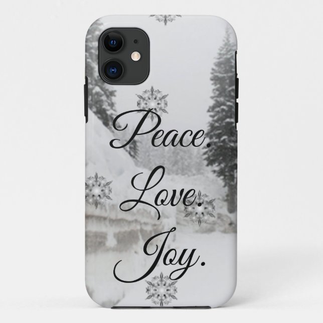 Peace Liebe Joy | Schwarz-Weiß-Schneefälle Case-Mate iPhone Hülle (Rückseite)