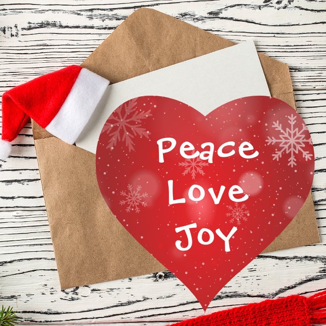 Peace Liebe Joy Stylish Red Christmas Holiday Herz-Aufkleber (Von Creator hochgeladen)