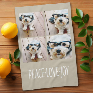 Peace Liebe Joy Taupe Holiday Foto Collage Handtuch