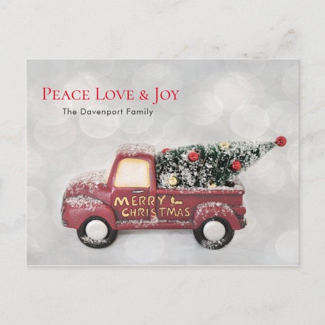 Peace Liebe & Joy Toy Truck Frohe Weihnachten (Vorderseite)