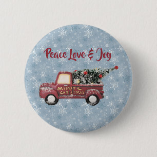 Peace Liebe & Joy Toy Truck Frohe Weihnachten Button