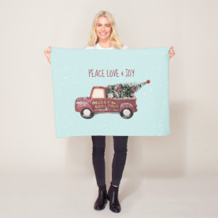 Peace Liebe & Joy Toy Truck Frohe Weihnachten Fleecedecke