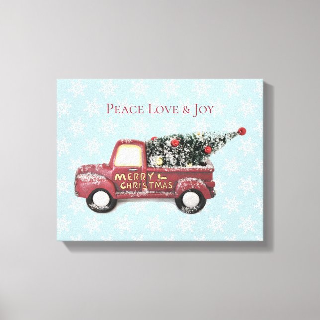 Peace Liebe & Joy Toy Truck Frohe Weihnachten Leinwanddruck (Vorderseite)