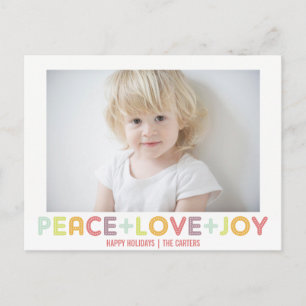 PEACE LIEBE JOY TYPOGRAPHY HOLIDAYS FOTO FEIERTAGSPOSTKARTE